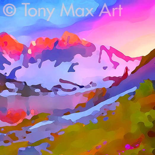 "Mountain 181 – Square" – B. C. landscape art  by Tony Max – B. C.'s best artist