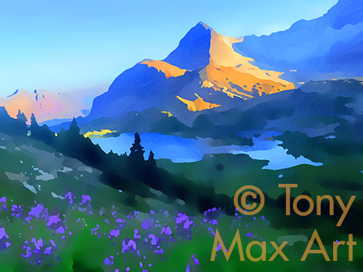 "Mountain 183 – Horizontal" – B. C. mountain art by Tony Max – B. C.'s best artist