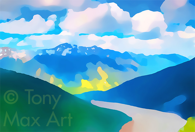 "Mountain Grandeur 26" –  Canadian alpine paintings by Tony Max