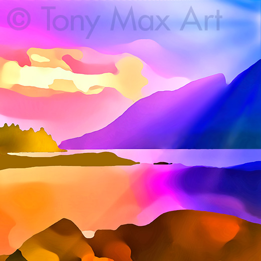 "Mountain Grandeur 27 – Closeup Square" –  contemporary Canadian landscape art by painter Tony Max