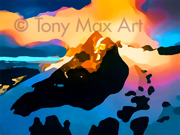 "Mountain Grandeur 28" –  Contemporary Canadian landscape art by artist Tony Max