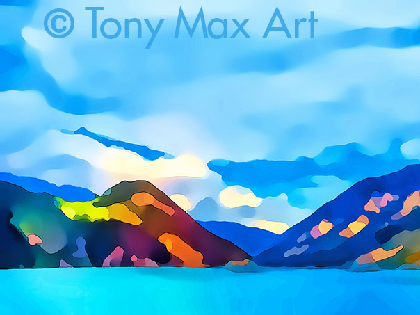 "Mountain Grandeur 65 – Horizontal" – Canadian nature paintings by Tony Max