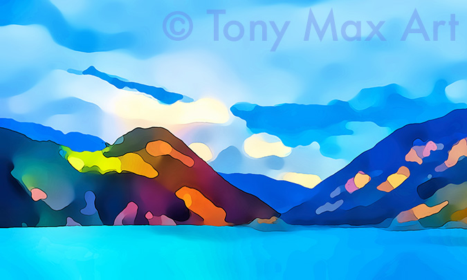 "Mouain Grandeur 65 – Simple" - B. C. mountain art by artist Tony Max