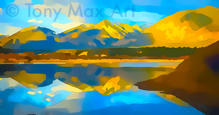 "Mountain Grandeur 72" – Rocky Mountains art prints by artist Tony Max