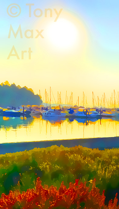 "Nanaimo Harbour – Vertical" - British Columbia paintings by artist Tony Max