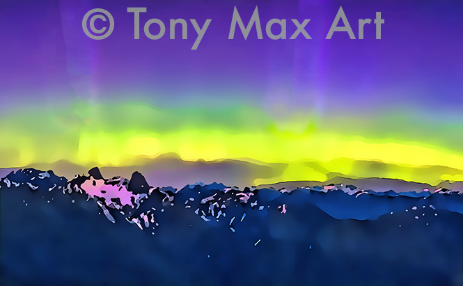 "Northern LIghts 13 &ndash; Horizontal" - Northern Lights art by artist Tony Max