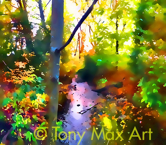 "October by the Creek" - B. C. art prints by painter Tony Max
