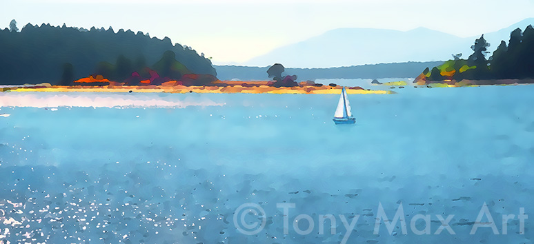 "Pacific Cruising" – B. C. Gulf Islands art prints by artist Tony Max