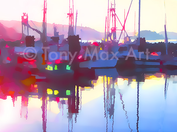 "Ganges Morning – Close-up Horizontal" – British Columbia art by coastal art by painter Tony Max