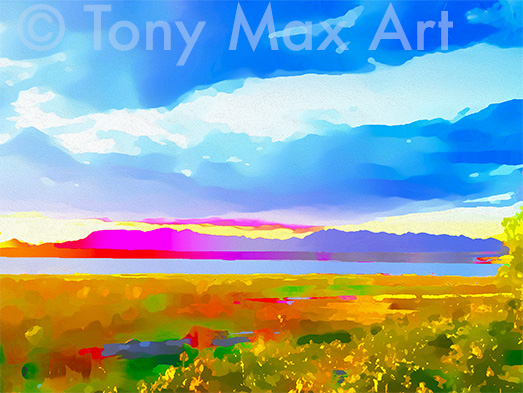 "Richmond – Viivid Sunset Simple" - Richmond, B. C.. art by artist Tony Max