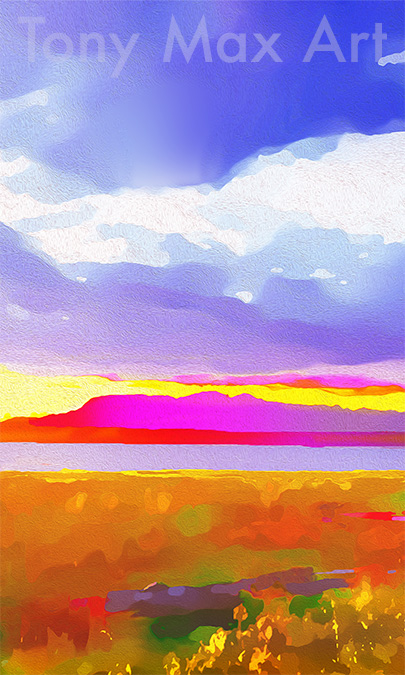 "Richmond – Vivid Sunset – Vertical" – art prints by Vancouver artist Tony Max