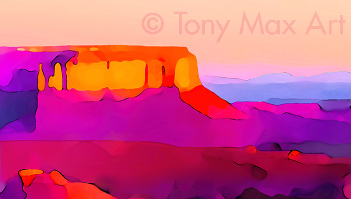 "Southwest Art 1 – Detail" – Arizona paintings and Utah paintings. by painter artist Tony Max