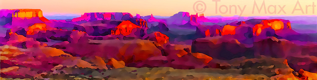 "Southwest Art 1 – Panorama Extreme" – Utah paintings and Arizona paintings by Tony Max