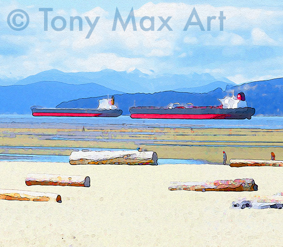 "Spanish Banks – Lolling – Almost Square" - Vancouver art prints by painter Tony Max