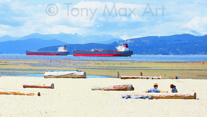 "Spanish Banks – Lolling – Short" - Vancouver art prints by artist Tony Max