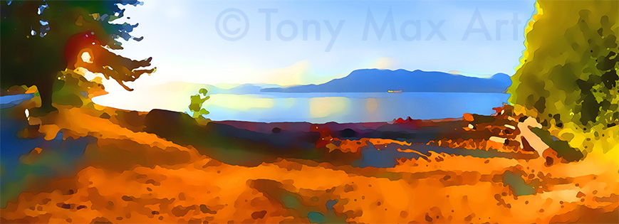 "Spanish Banks - Summer – Panorama" – Spanish Banks art prints by Tony Max