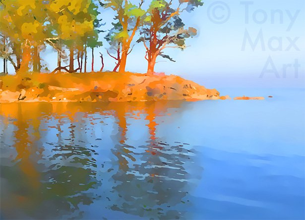 "Sun-Tipped Cove – Close-up Mid-Width" – British Columbia coastal art by artist Tony Max