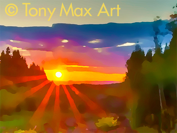 "Sunny Landscape 1 – Horizntal" – British Columbia painting by artist Tony Max