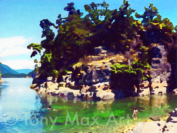 The Swimming Spot - Desoltation Sound - BC Art Prints by Tony Max