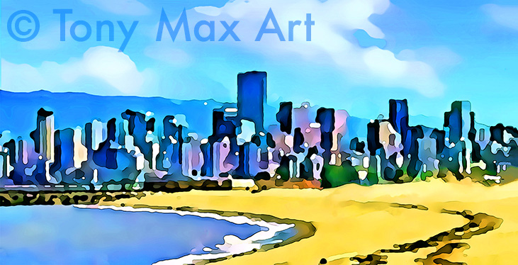 "Vancouver Beach &ndash; Horizontal" &ndash; Vancouver art prints by painter Tony Max