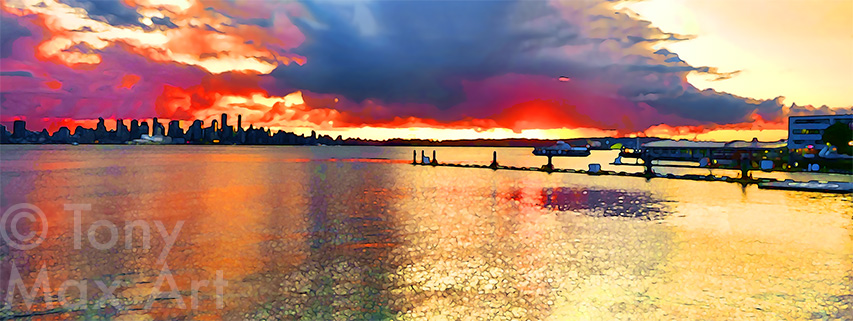 "Vancouver Sunset (Horzontal)" -  Vancouver art by artist Tony Max