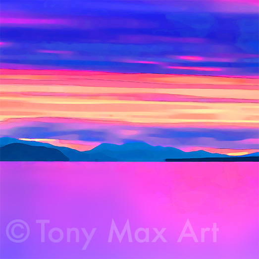 "West Coast – Illuminated – Detail – Square" – British Columbia art by painter Tony Max