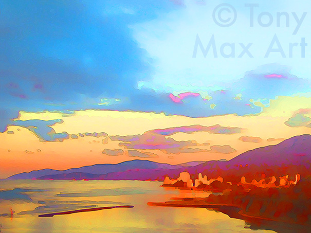 "West Van From Lions Bridge &ndash; Close-up" &ndash; Vancouver art by legendary painter Tony Max