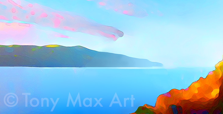 "Whytecliff &ndash; Changing Sky &ndash; Close-up Panroama" &ndash; Canadian coastal art by legendary artist Tony Max