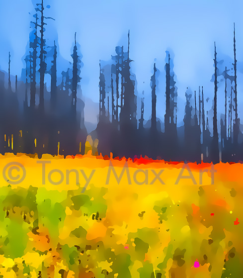 "Wild Valley Field – Vertical" - B. C. paintings by artist Tony Max
