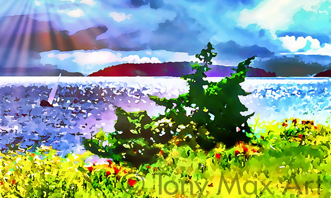 "Windswept – Panorama" – classic Canadian marine paintings by artist Tony Max