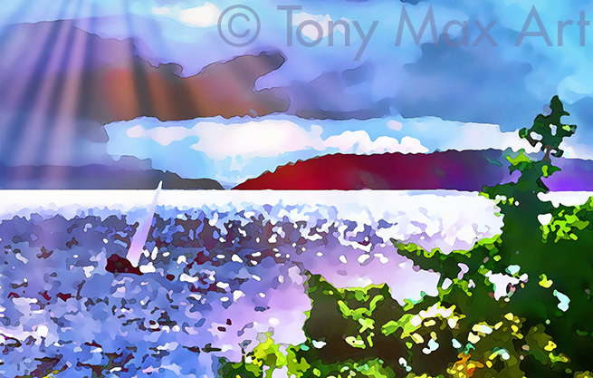 "Windswept – With Trees" -  British Columbia paintings by artist Tony Max