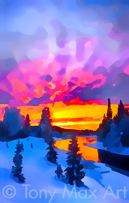 "Winter Landscape 4" – winter paintings by artist Tony Max