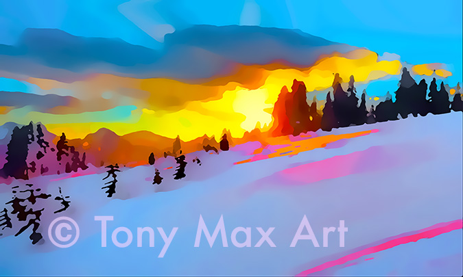 "Witer Landscpae 6 &ndash; Horizontal" &ndash; Canadian winter landscape paintings by master painter Tony Max