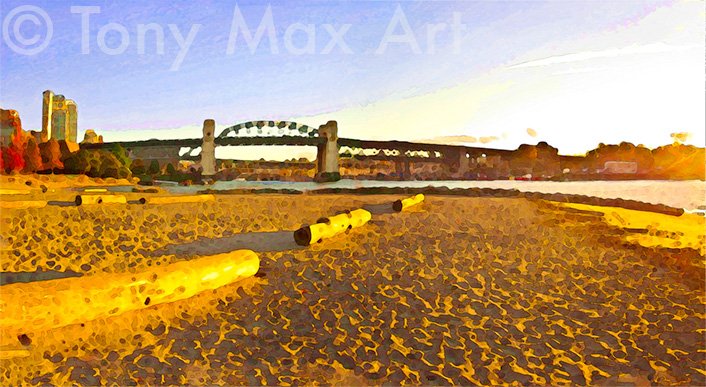Yellow Logs - English Bay - Vancouver Art Prints by artist Tony Max